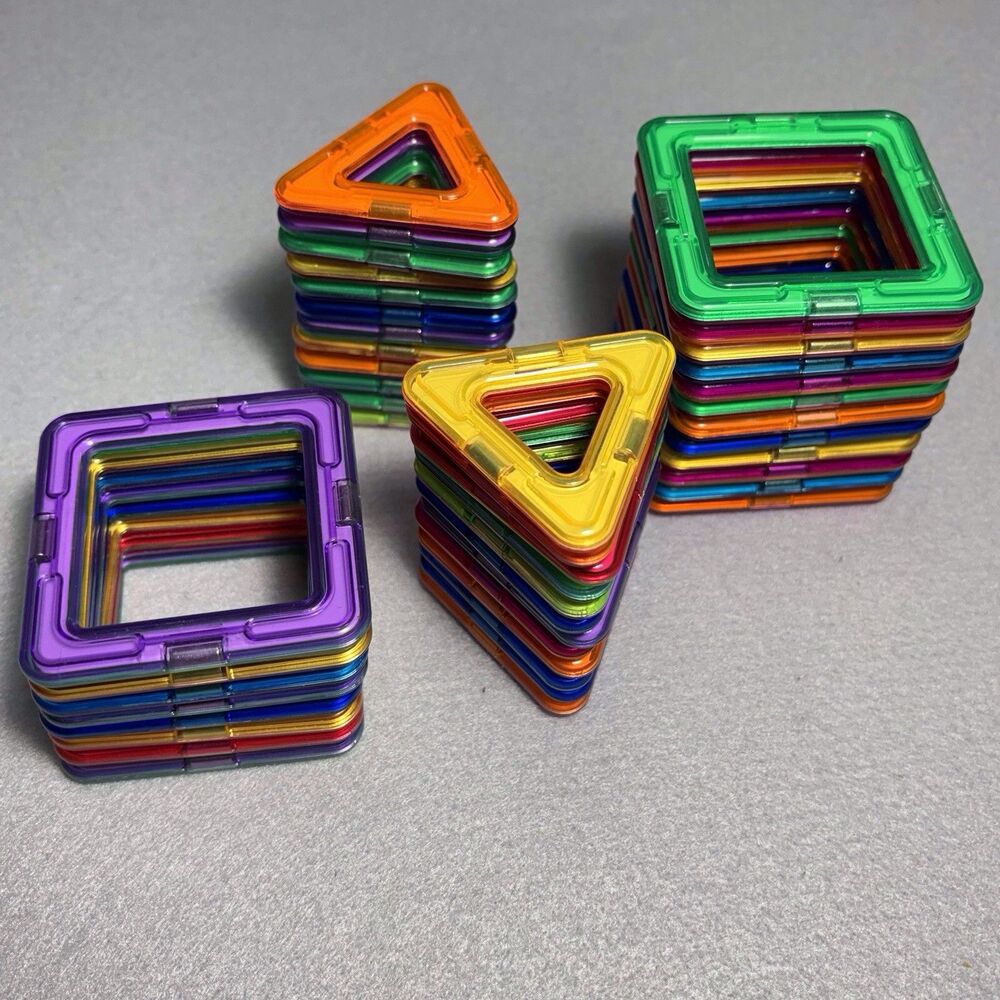 Magformers Magnetic Building Tiles Squares Triangles Shapes Large Of 44 STEM